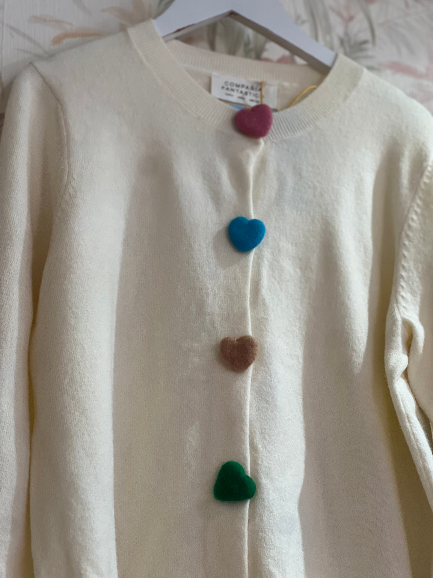 Cardigan bottoni cuore colorati - BIANCO