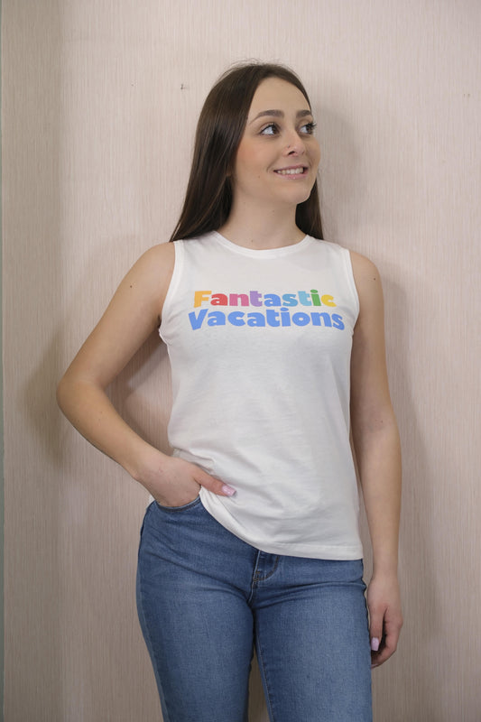 T-shirt scritta Fantastic Vacation - BIANCO