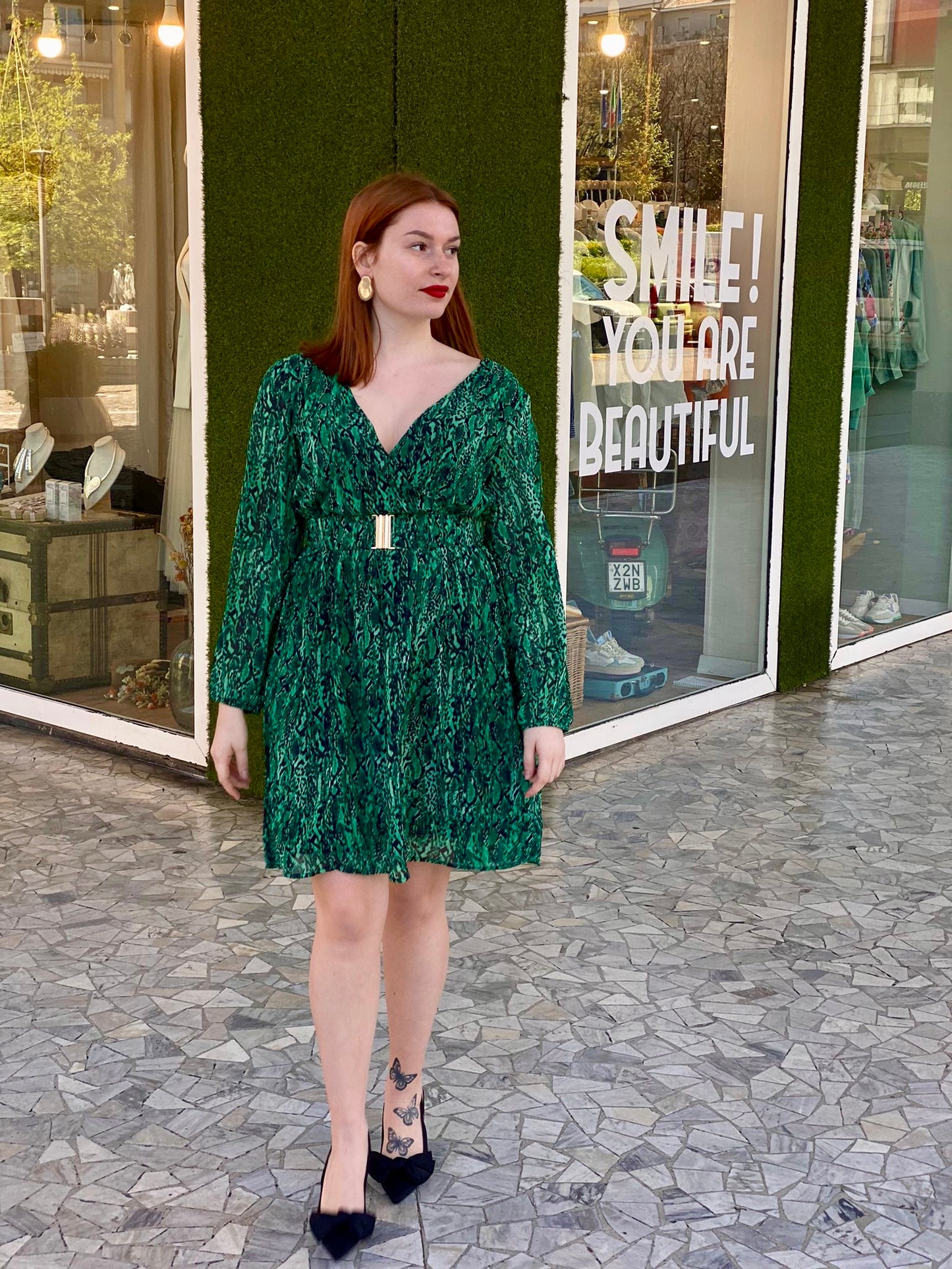 Abito 12721 fantasia - VERDE
