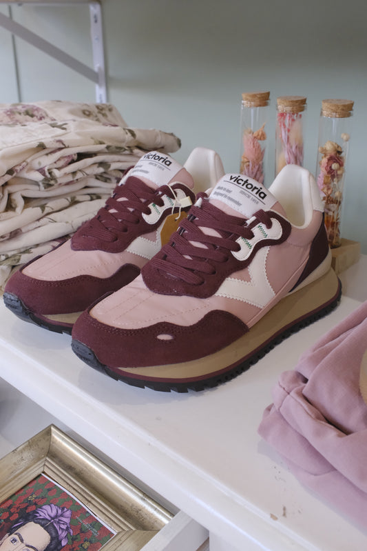 Sneakers tessuto e suede - BORDEAUX