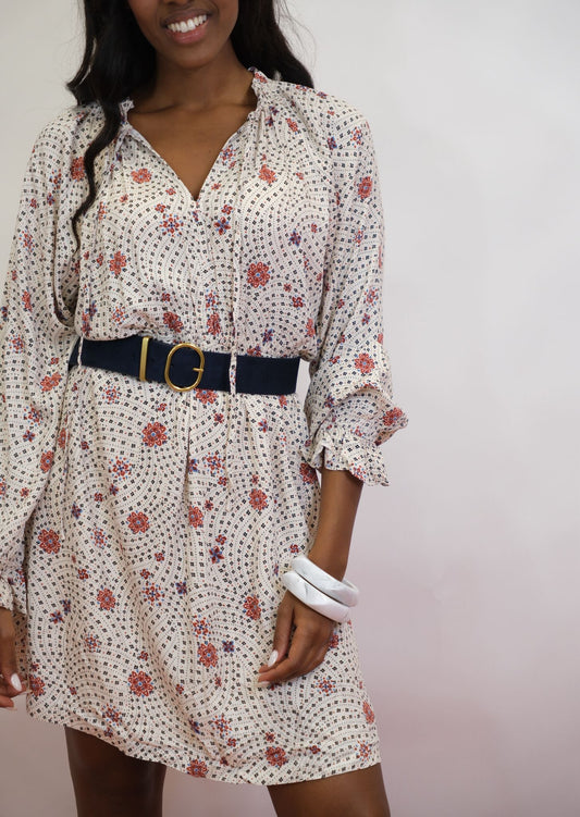 Abito elastico in vita fantasia floreale laccio - BURRO