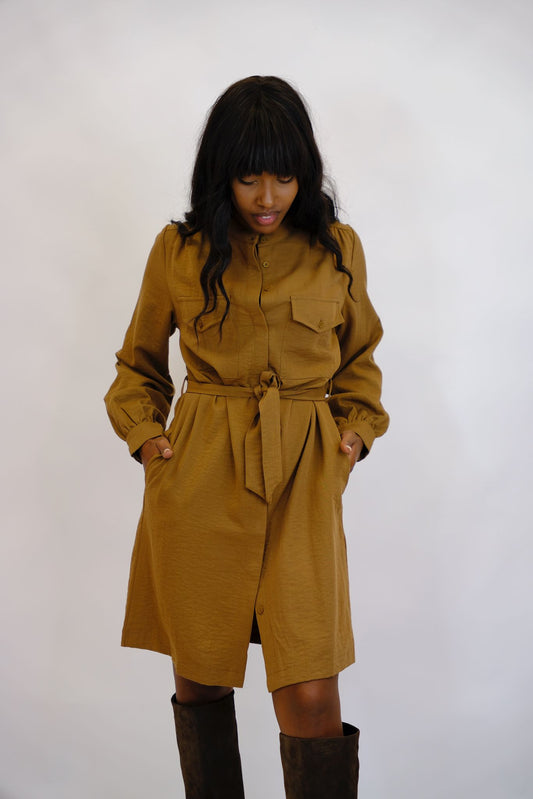 Abito chemisier con cintura - KAKI