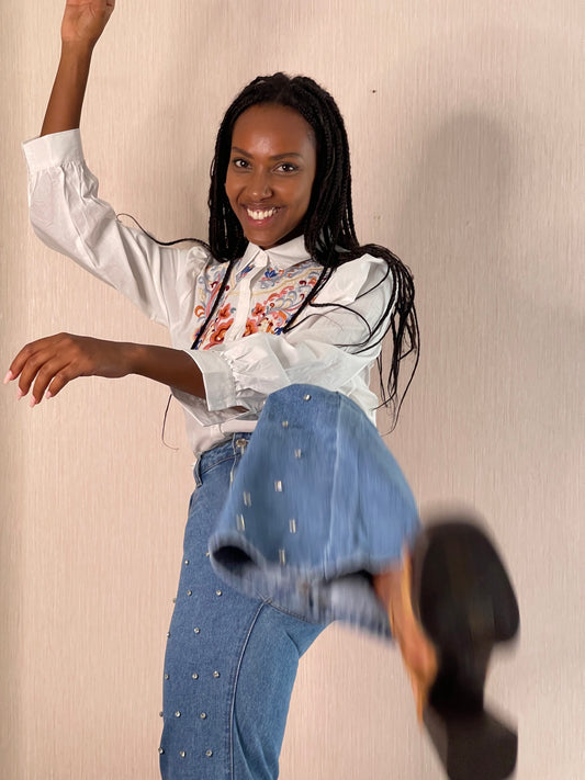 Jeans 004 strass - DENIM CHIARO