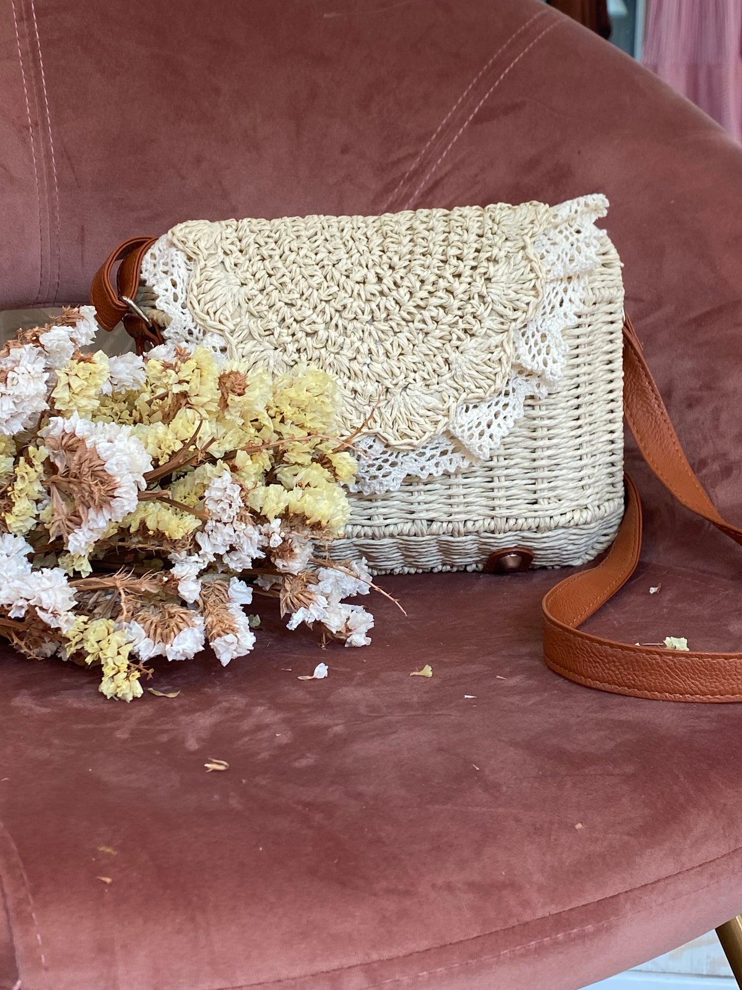 Borsa Rafia e Pizzo - PANNA