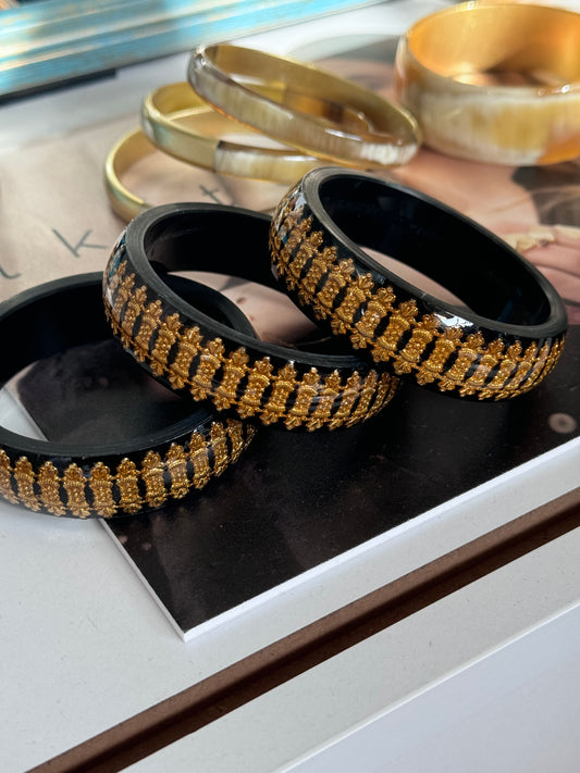 DELHI BRACELET Gold Inserts - BLACK