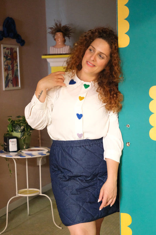 Camicia bottoni e cuori- BIANCO