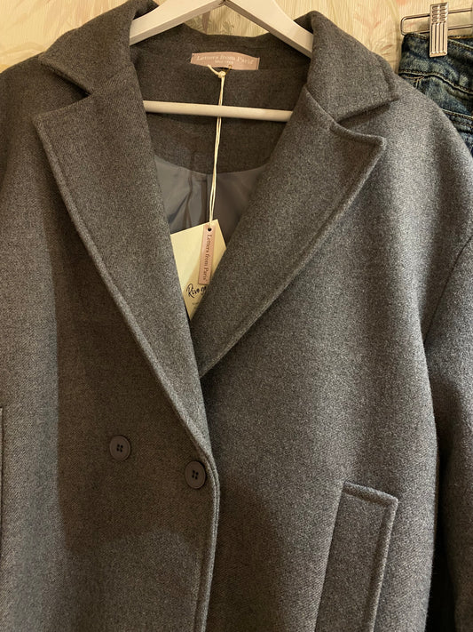 Cappotto corto con tasche chiusura bottone - GRIGIO