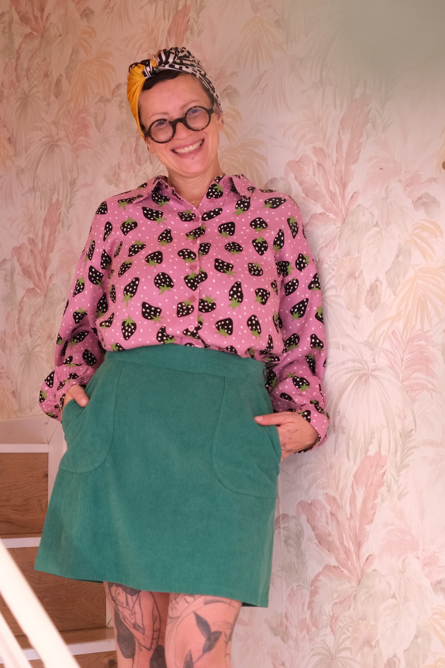 Camicia fantasia fragole e pois - ROSA