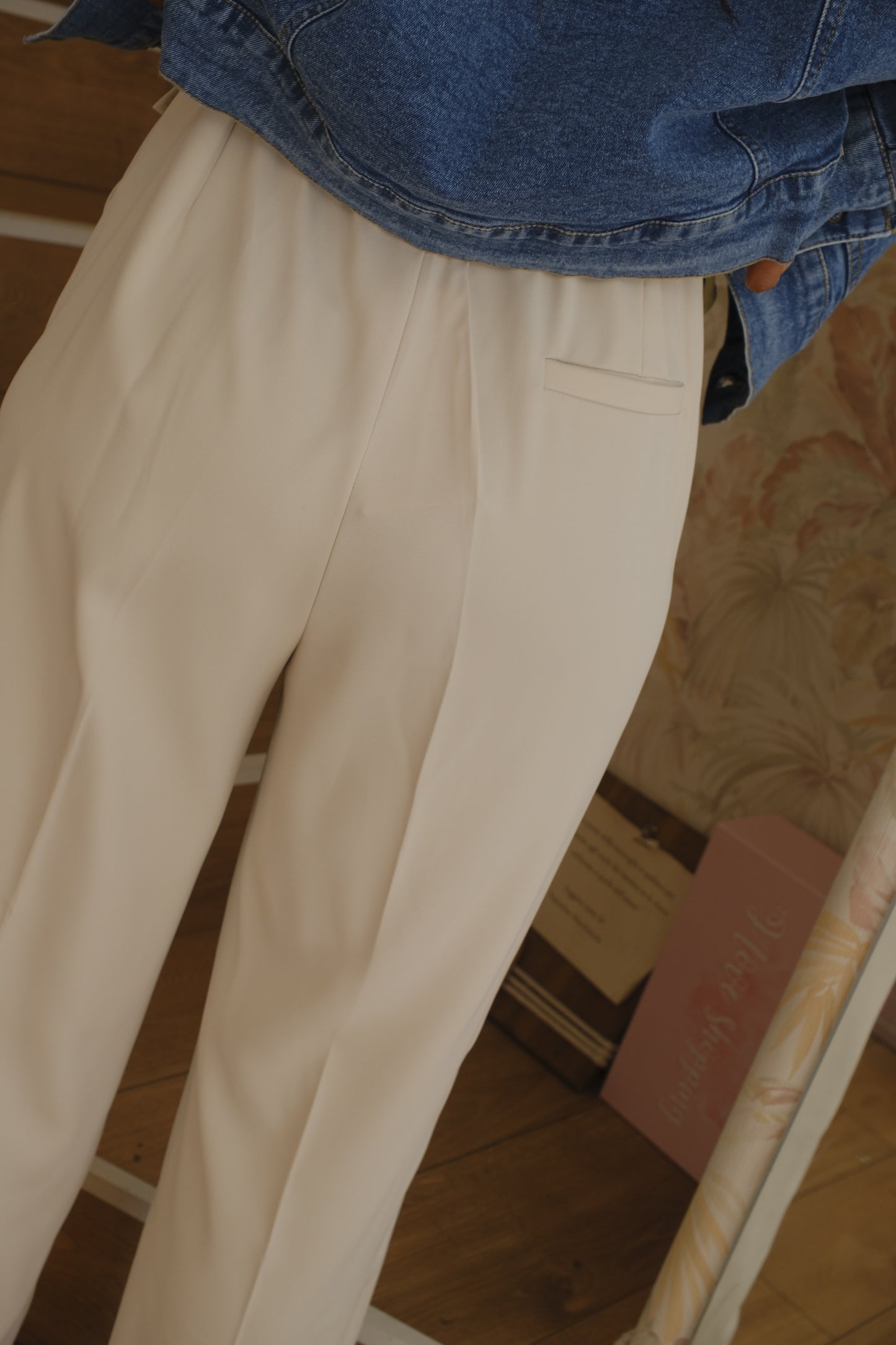 Pantaloni a palazzo elastico in vita - MARRONE