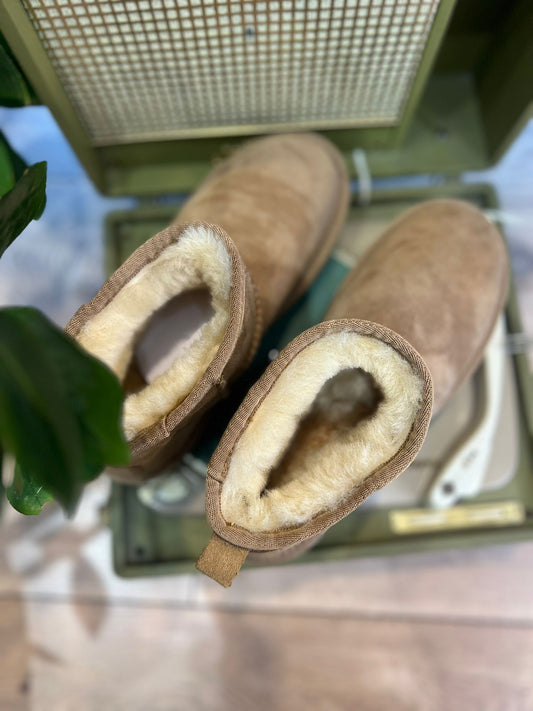 Scarponcini para alta camoscio esterno pelo intern - BEIGE