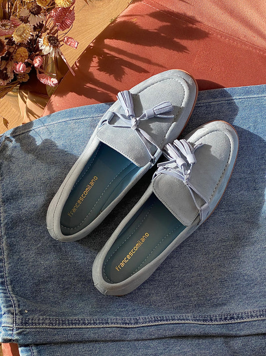 Mocassino camoscio - CELESTE