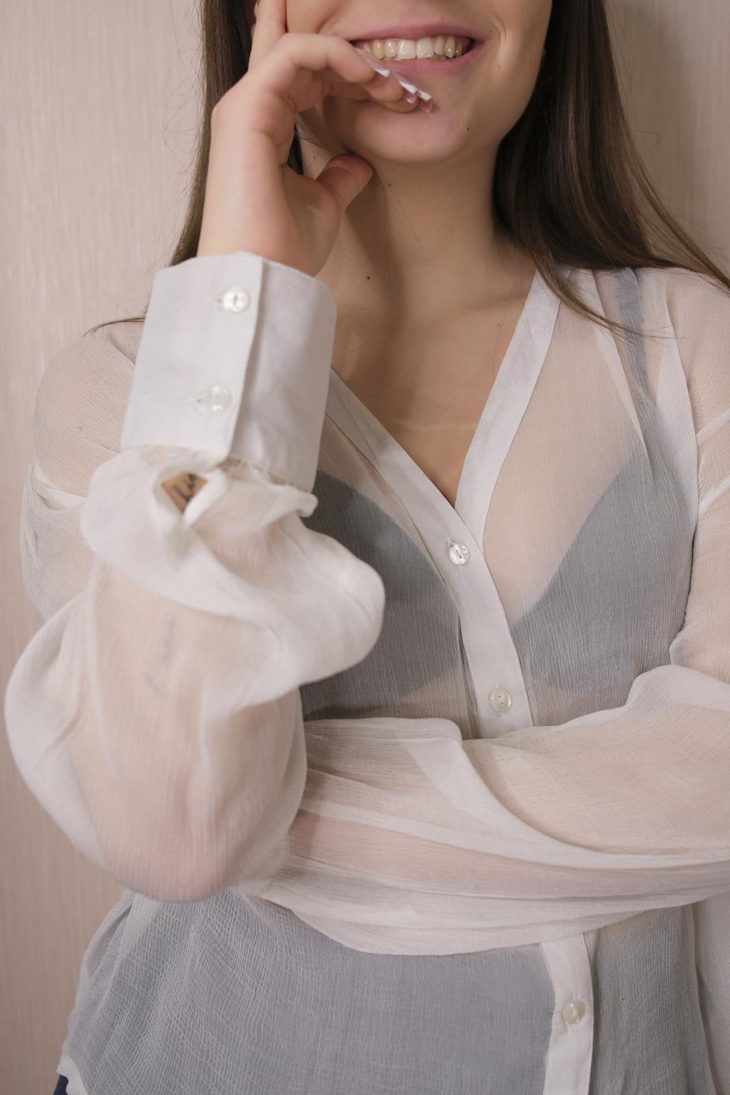 Blusa bottoni LAKORE - BIANCO