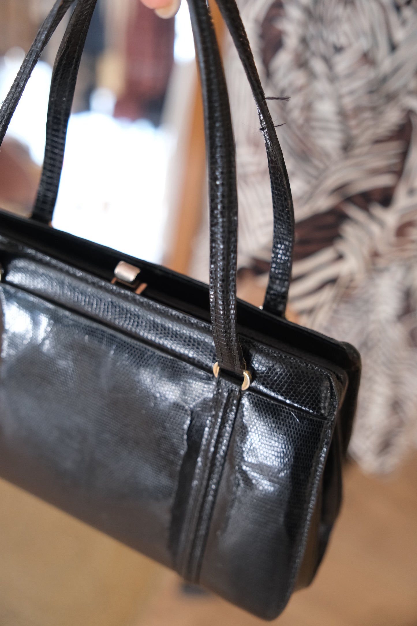 Borsa a stampa lucertola lizard - NERO