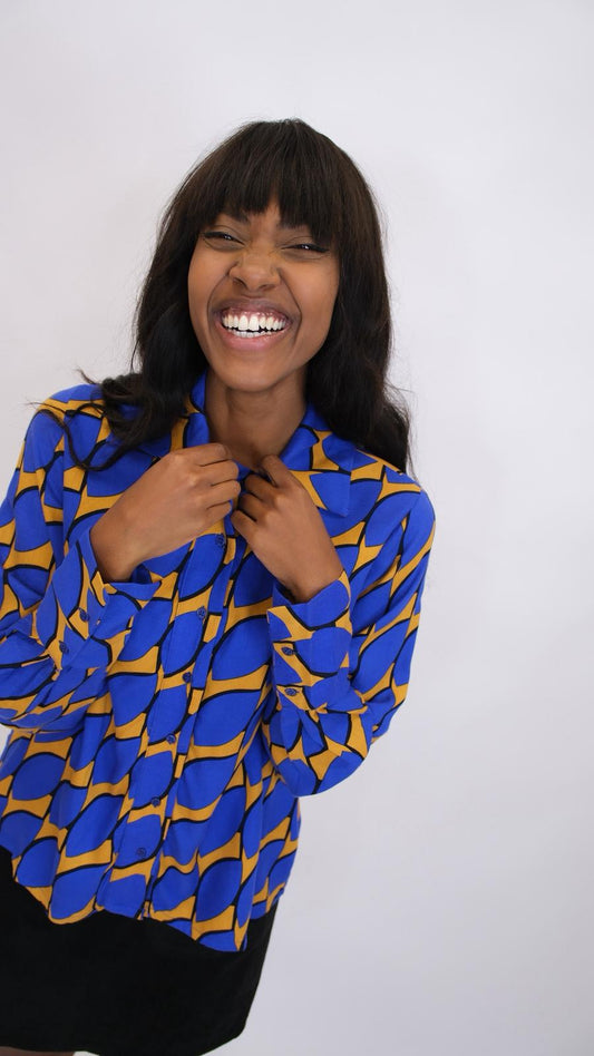 Camicia fantasia optical stripe - BLUE