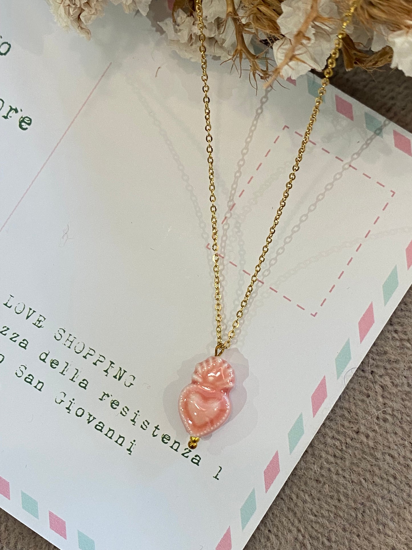 Necklace 0014 Sacred Heart - PINK