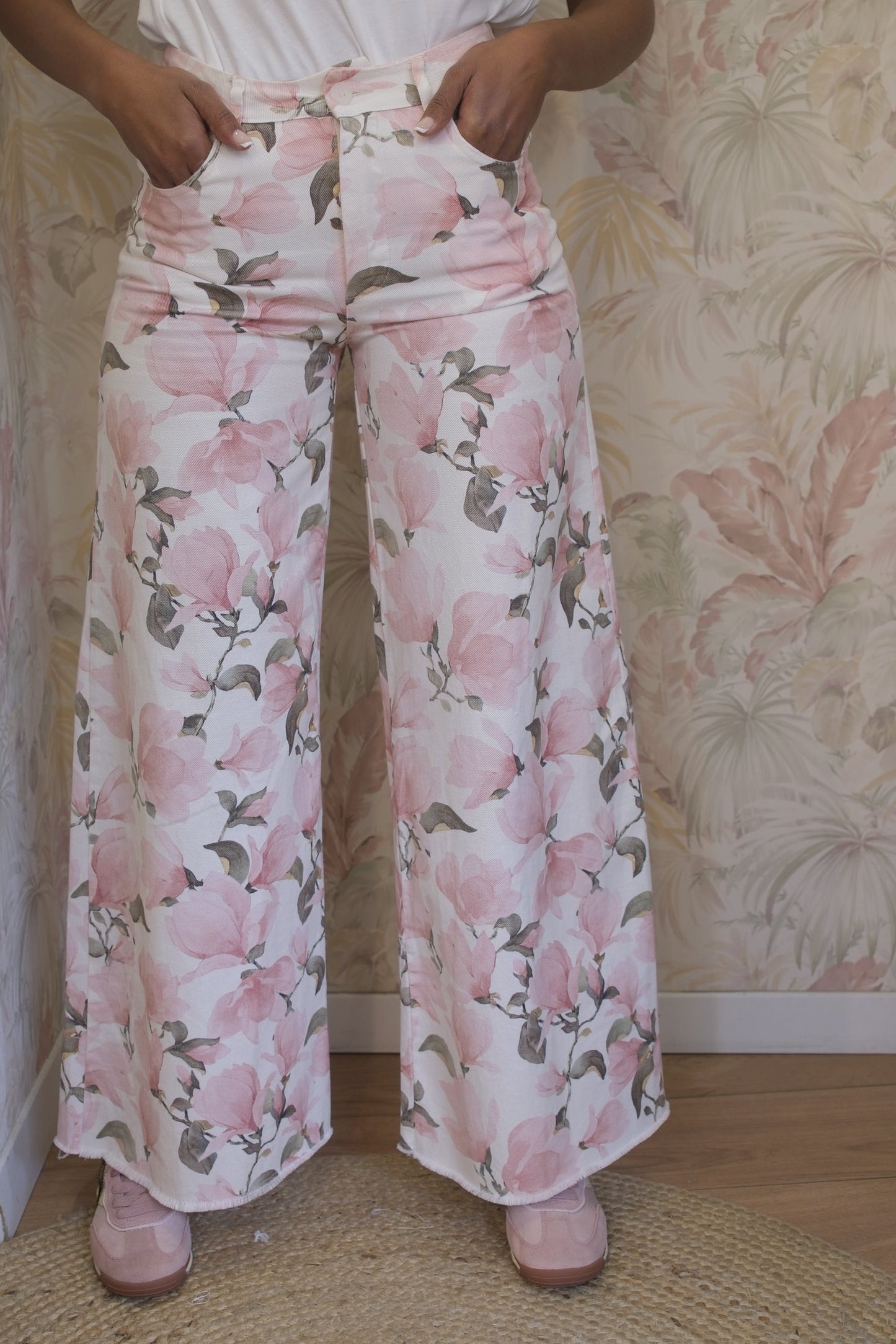 Pantaloni fiori rosa - ROSA