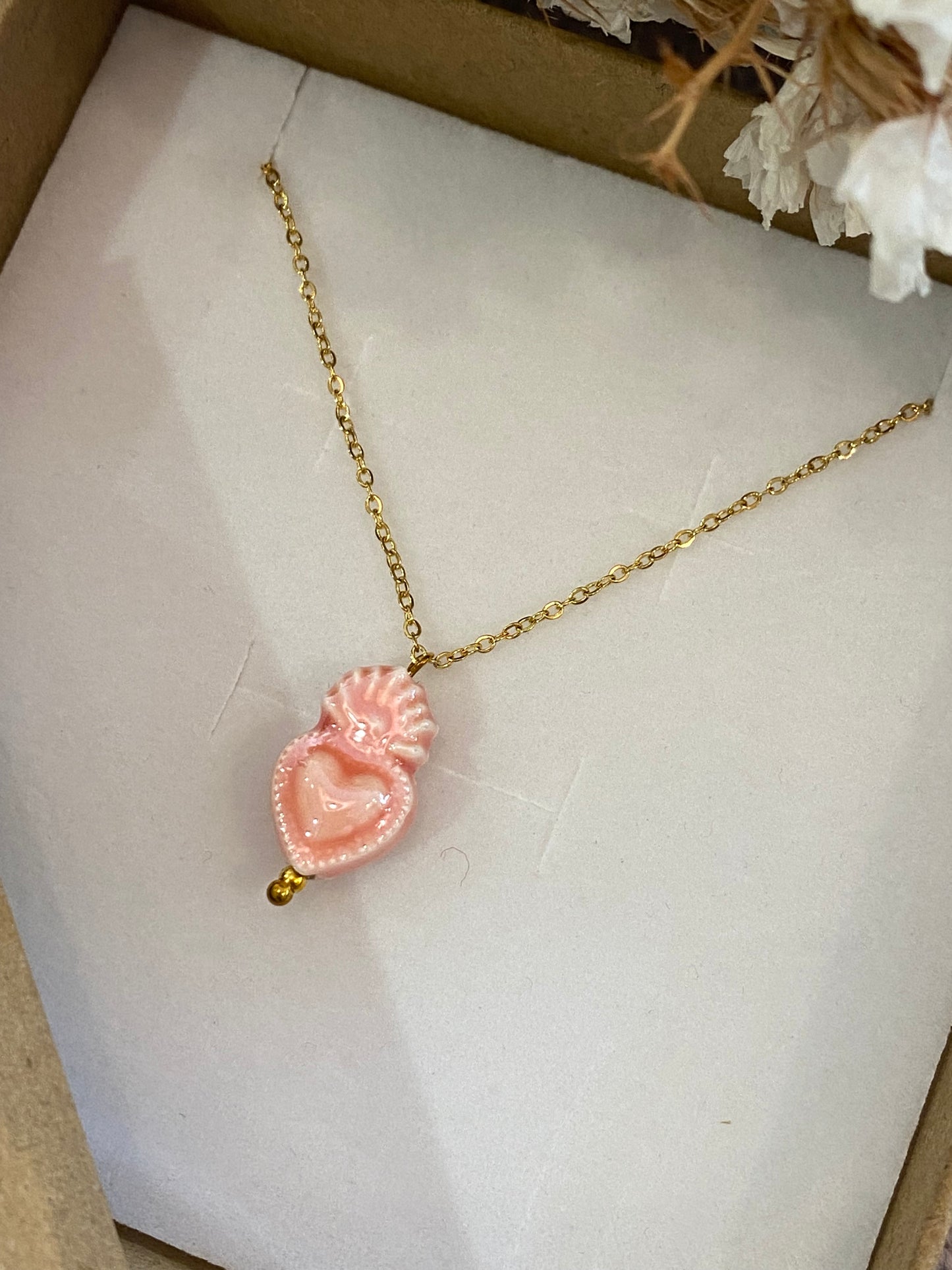 Necklace 0014 Sacred Heart - PINK