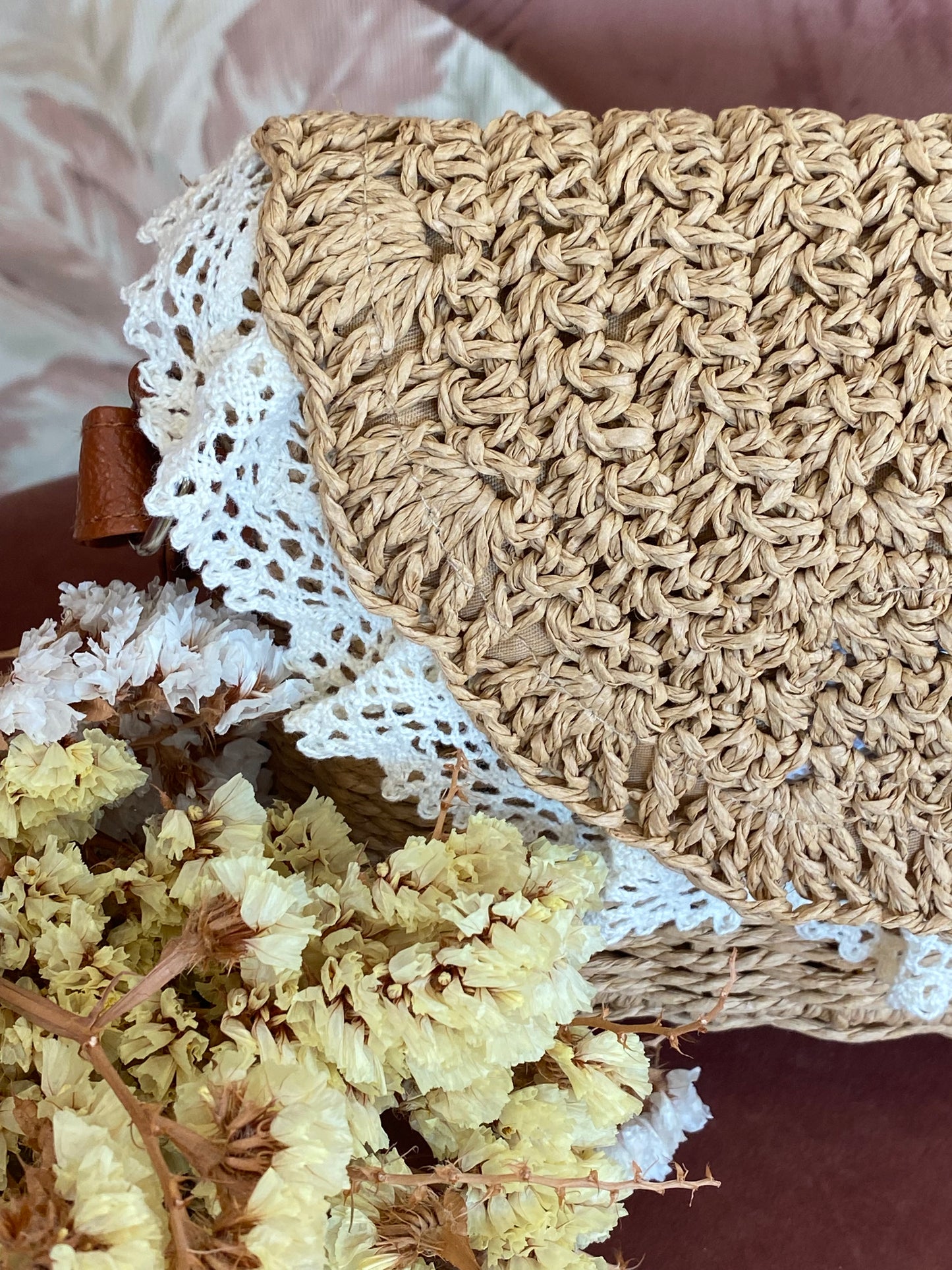 Borsa Rafia e Pizzo - BEIGE