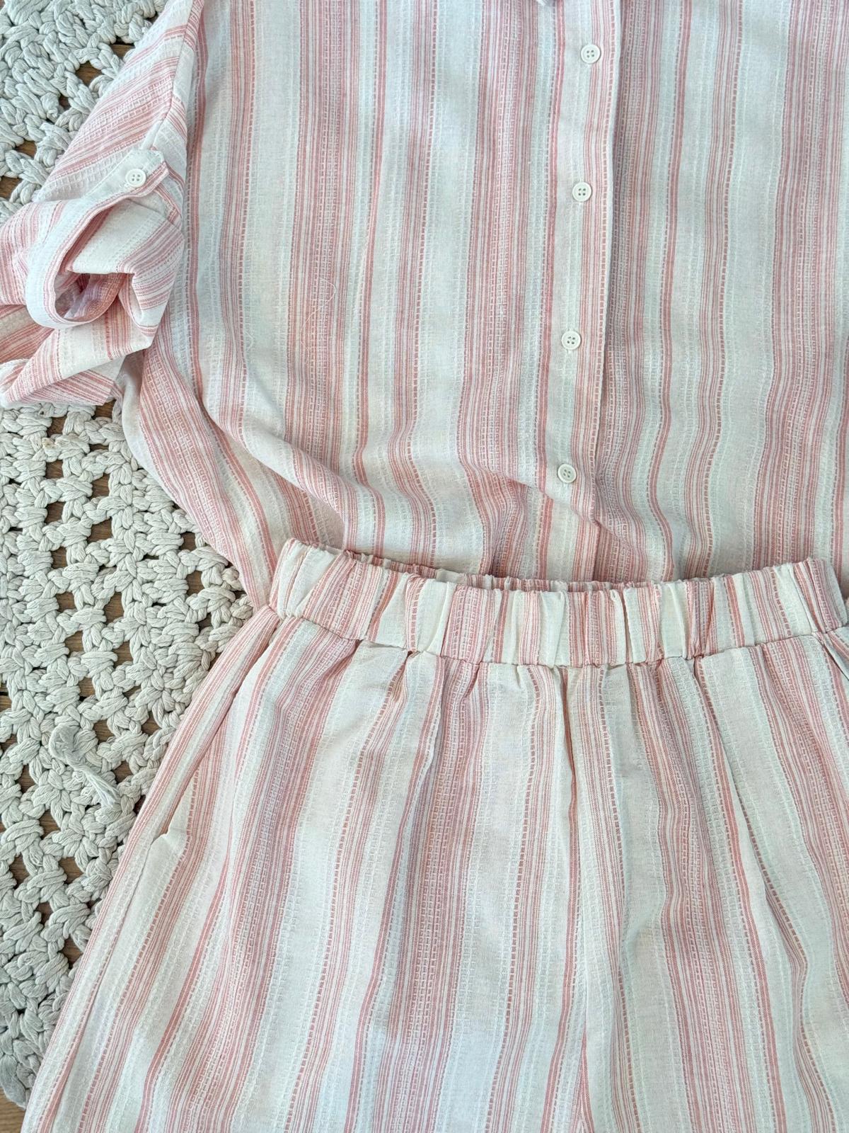 Completo Camicia Shorts a Righe - ORO ROSA