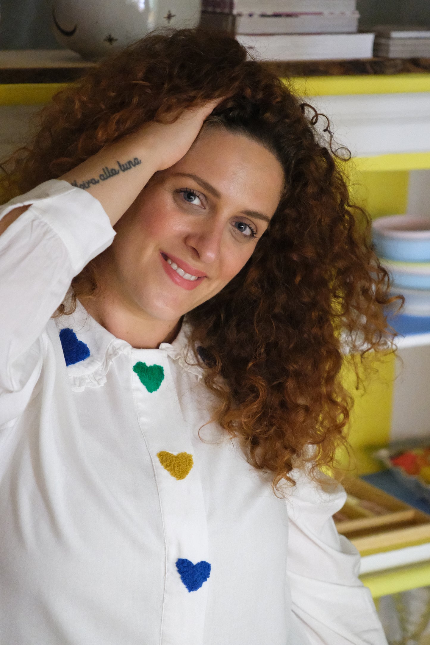 Camicia bottoni e cuori- BIANCO