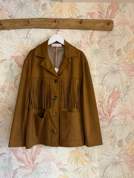 Giacca frange suede - CAMMELLO