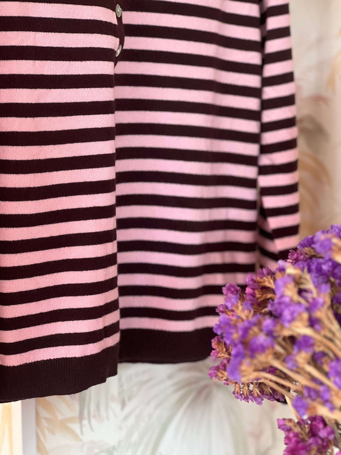 Maglia a righe colletto - ROSA/MARRONE