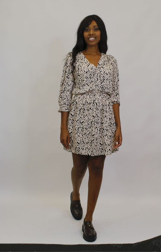 Abito corto con elastico in vita fantasia gocce - BURRO