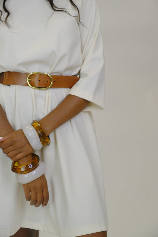 Cintura in vera pelle elastica - CUOIO