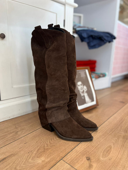 Stivali Esther in camoscio - TESTA DI MORO