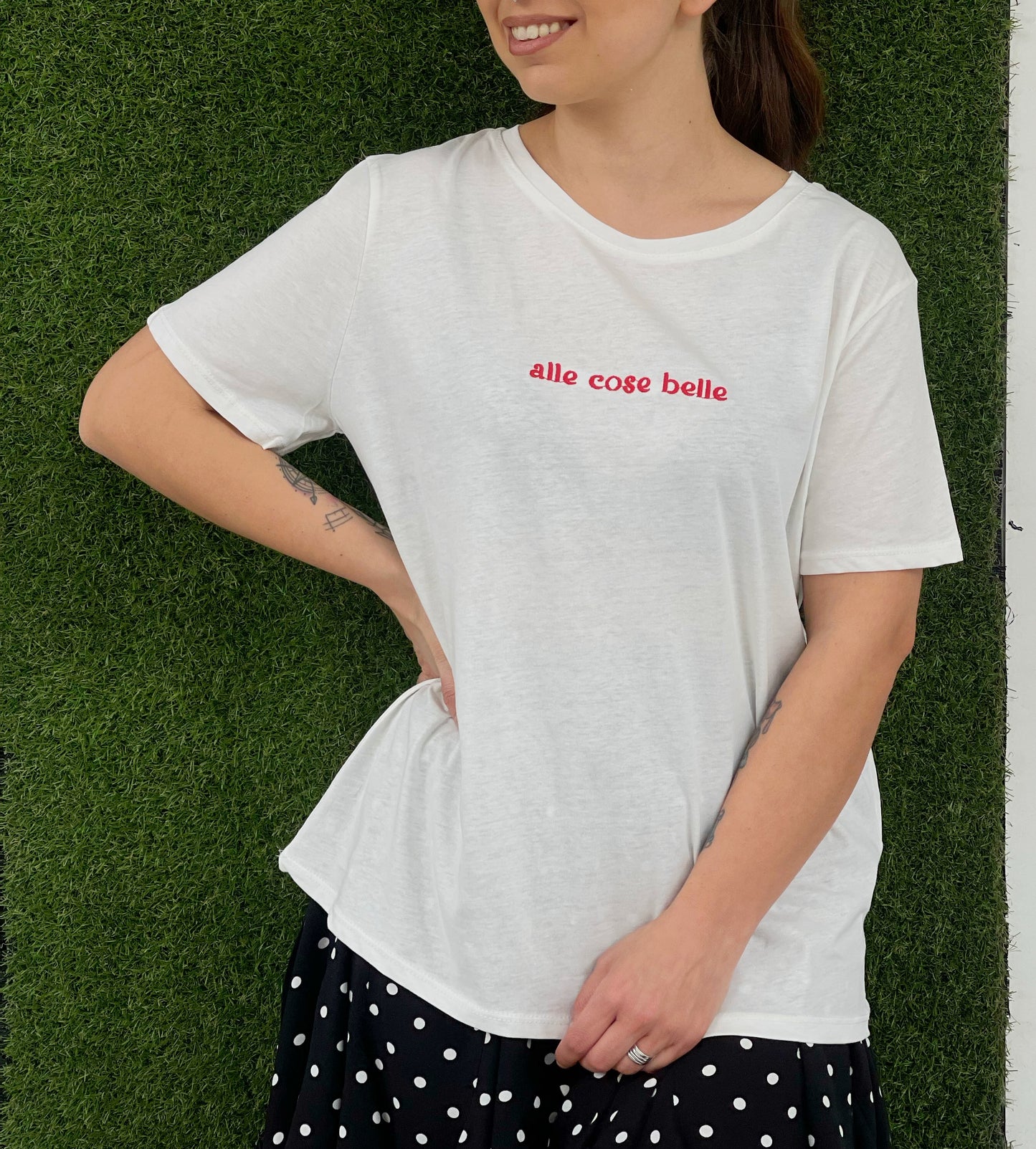 T-shirt V0703 alle cose belle - BIANCO/rosso