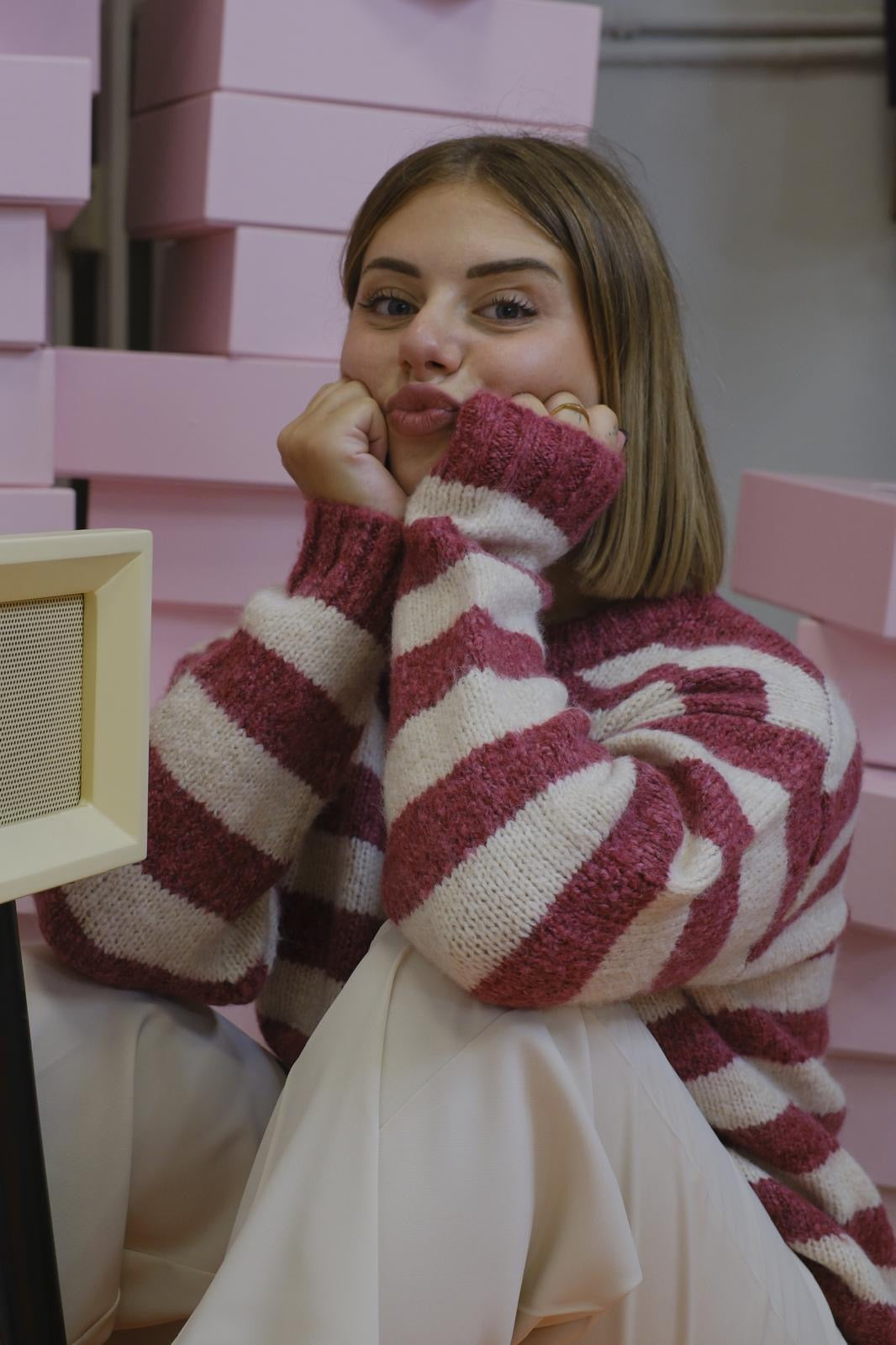 Maglia fantasia righe - BIANCO/ROSA