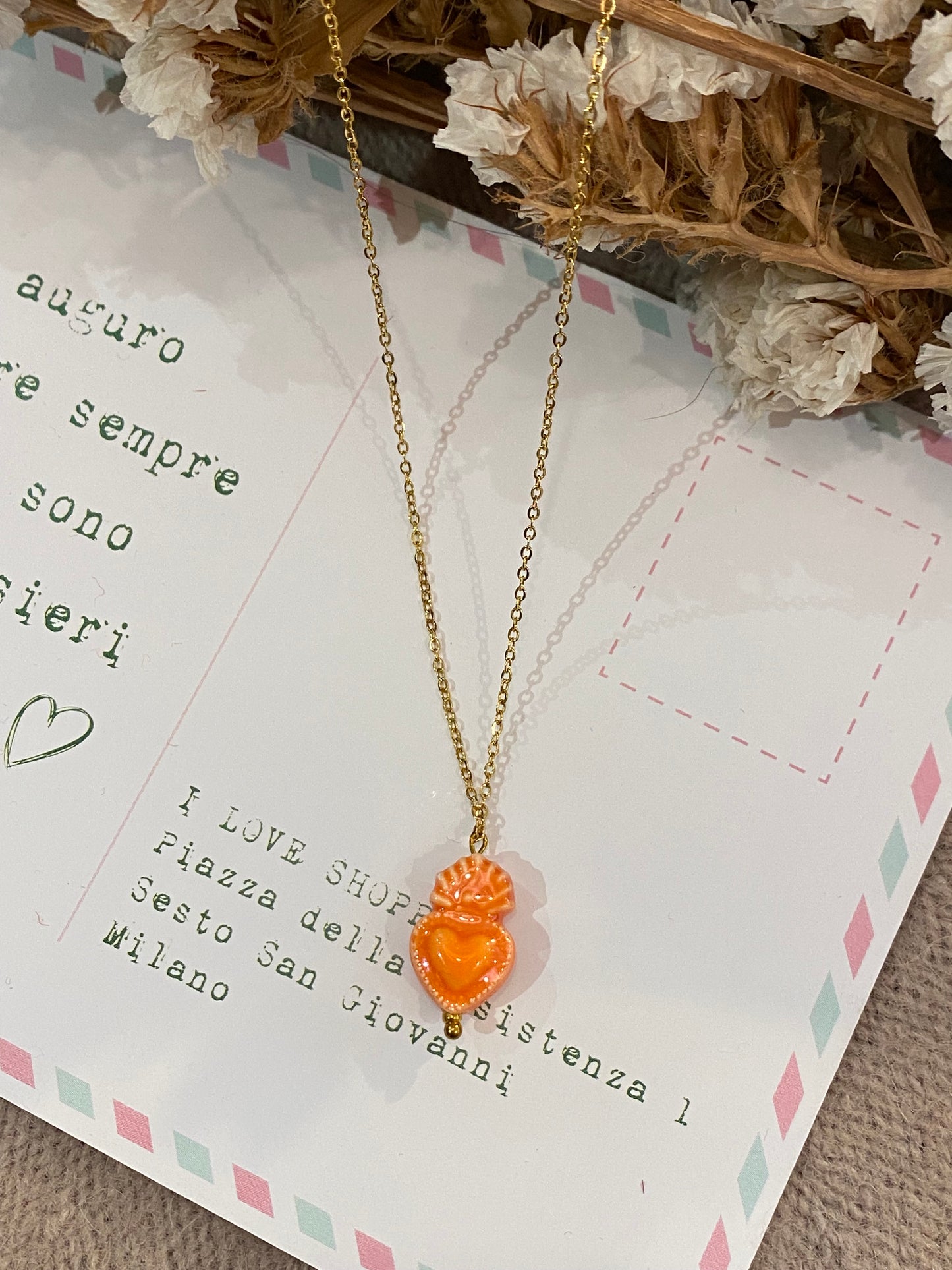 Collana 0014 Cuore Sacro - ARANCIONE