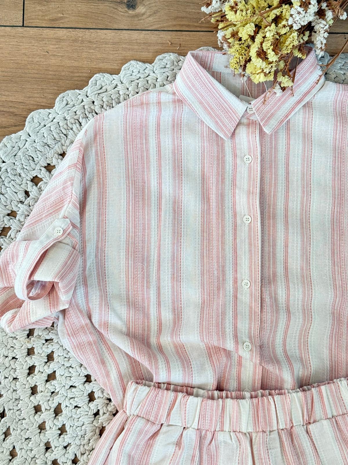 Completo Camicia Shorts a Righe - ORO ROSA
