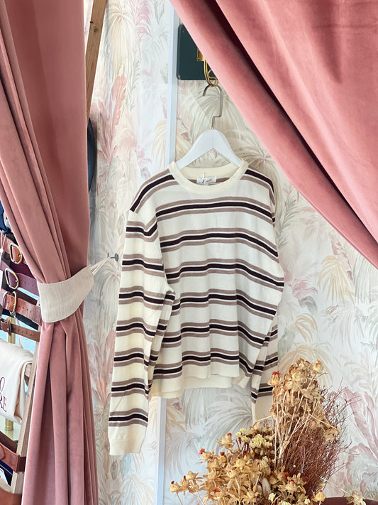 Maglia a righe bicolore - BEIGE/TAUPE