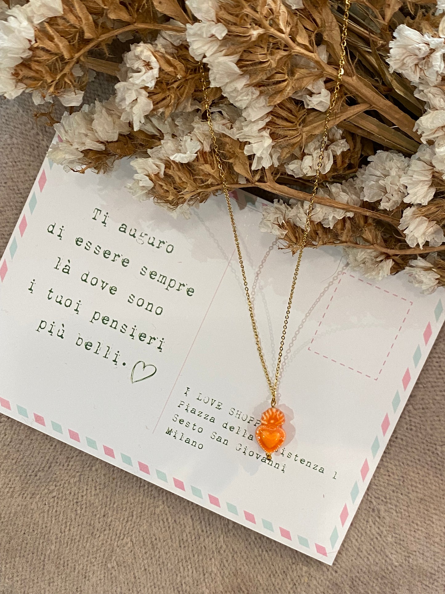 Collana 0014 Cuore Sacro - ARANCIONE