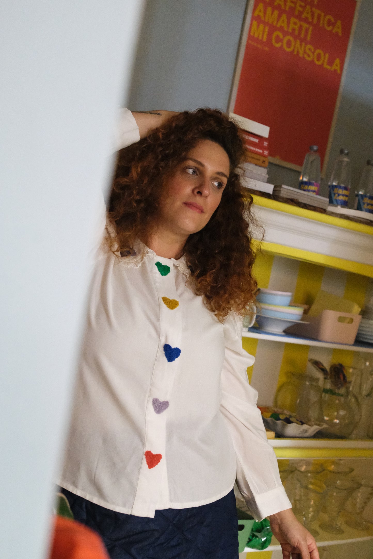 Camicia bottoni e cuori- BIANCO