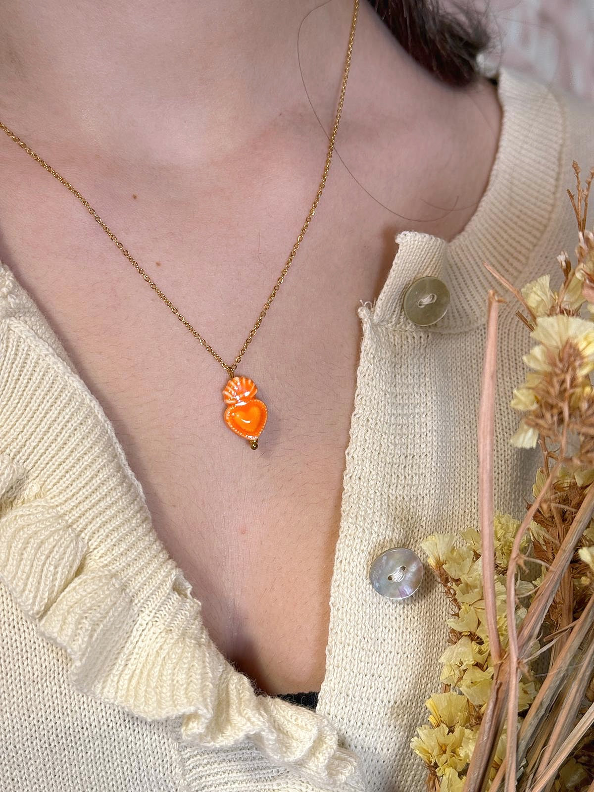 Collana 0014 Cuore Sacro - ARANCIONE
