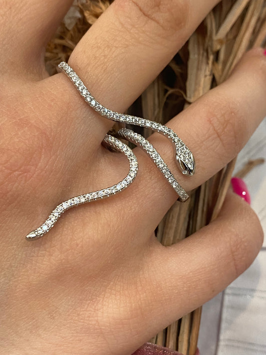 Anello Doppio Serpente - ARGENTO