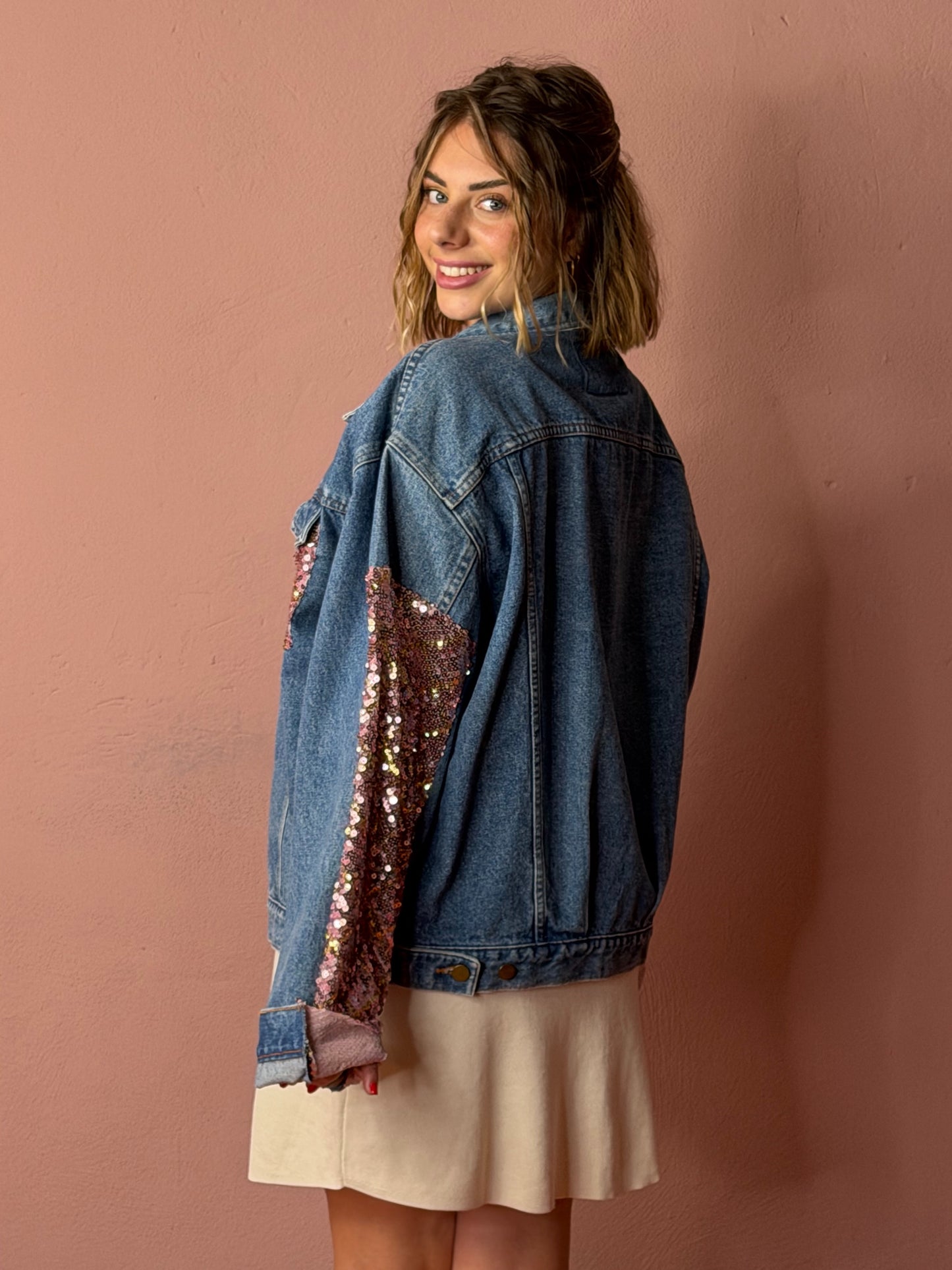 Giubbotto in jeans con paillettes - DENIM