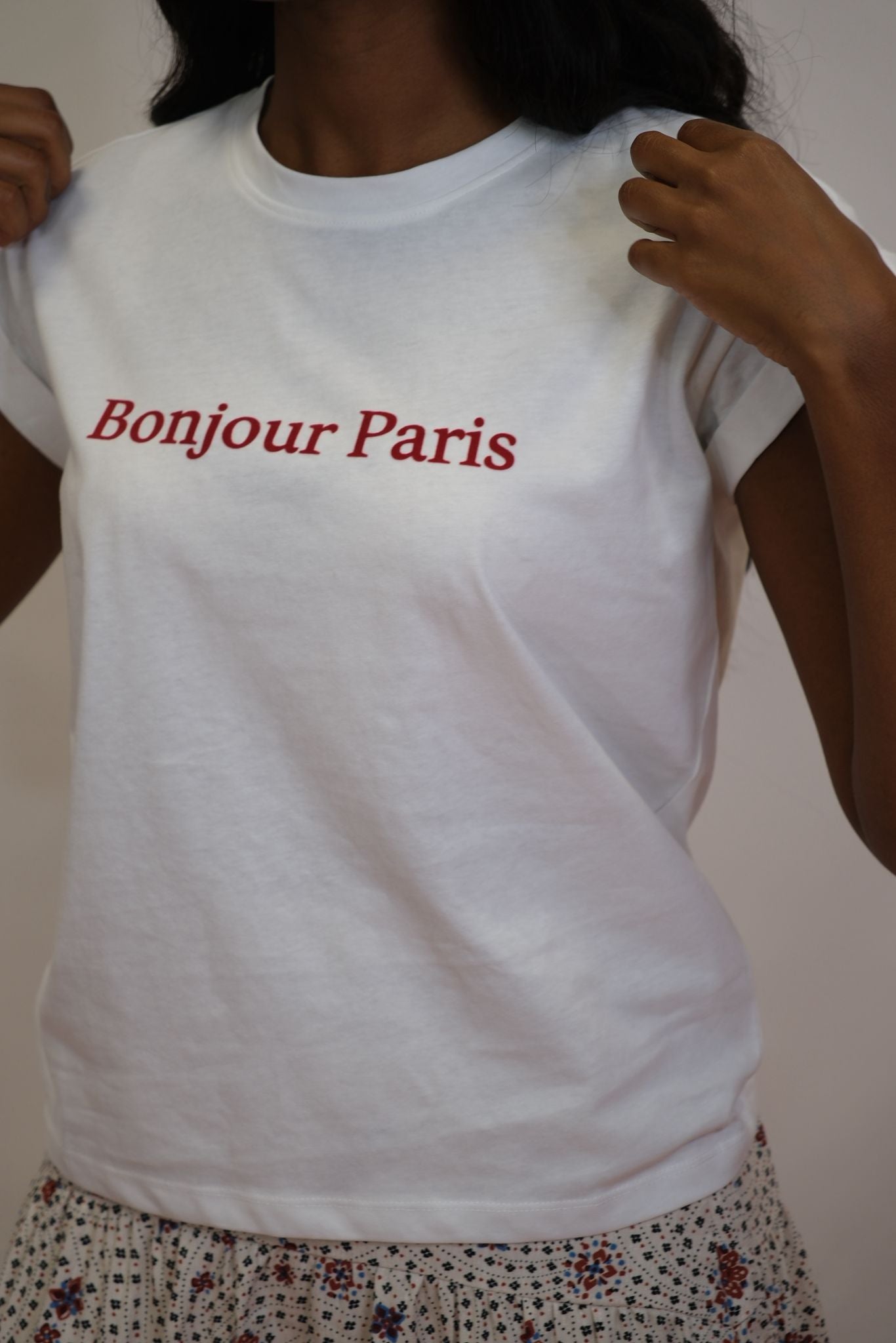 T-shirt stampa Bonjour Pris - BIANCO