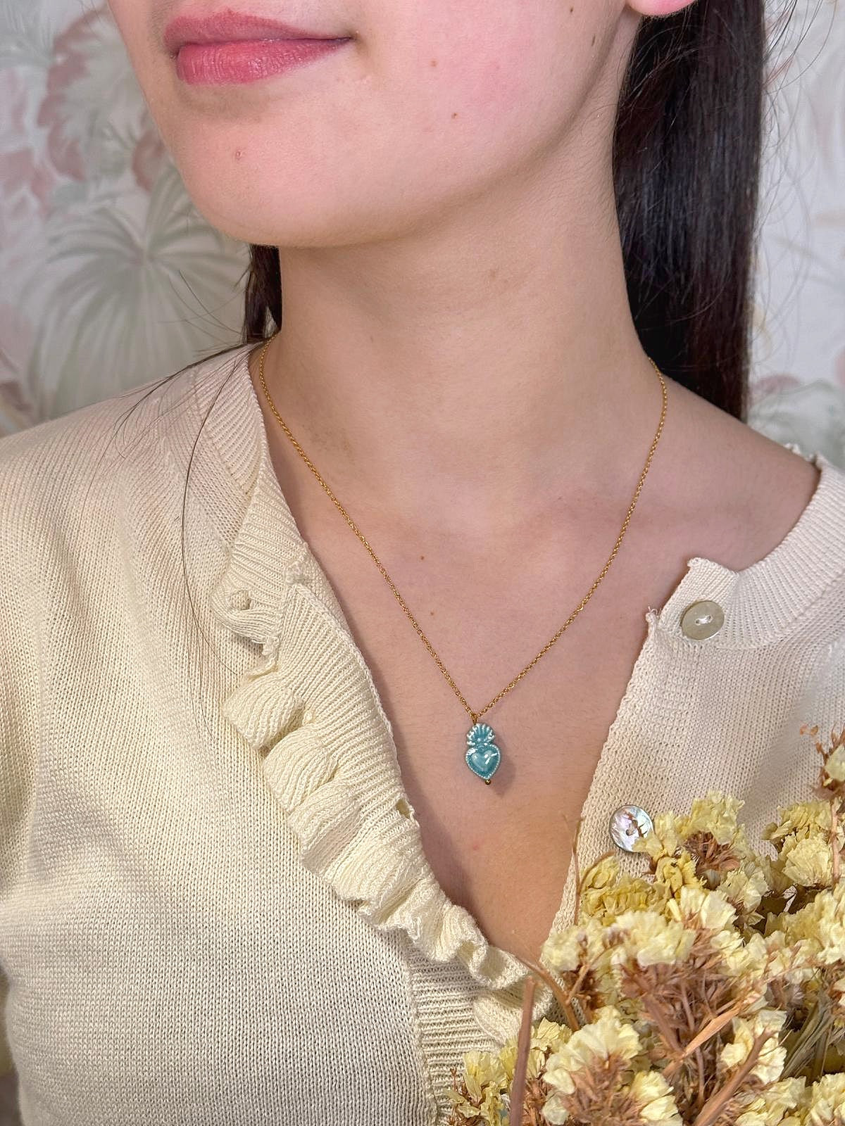 Collana 0014 Cuore Sacro - AZZURRO