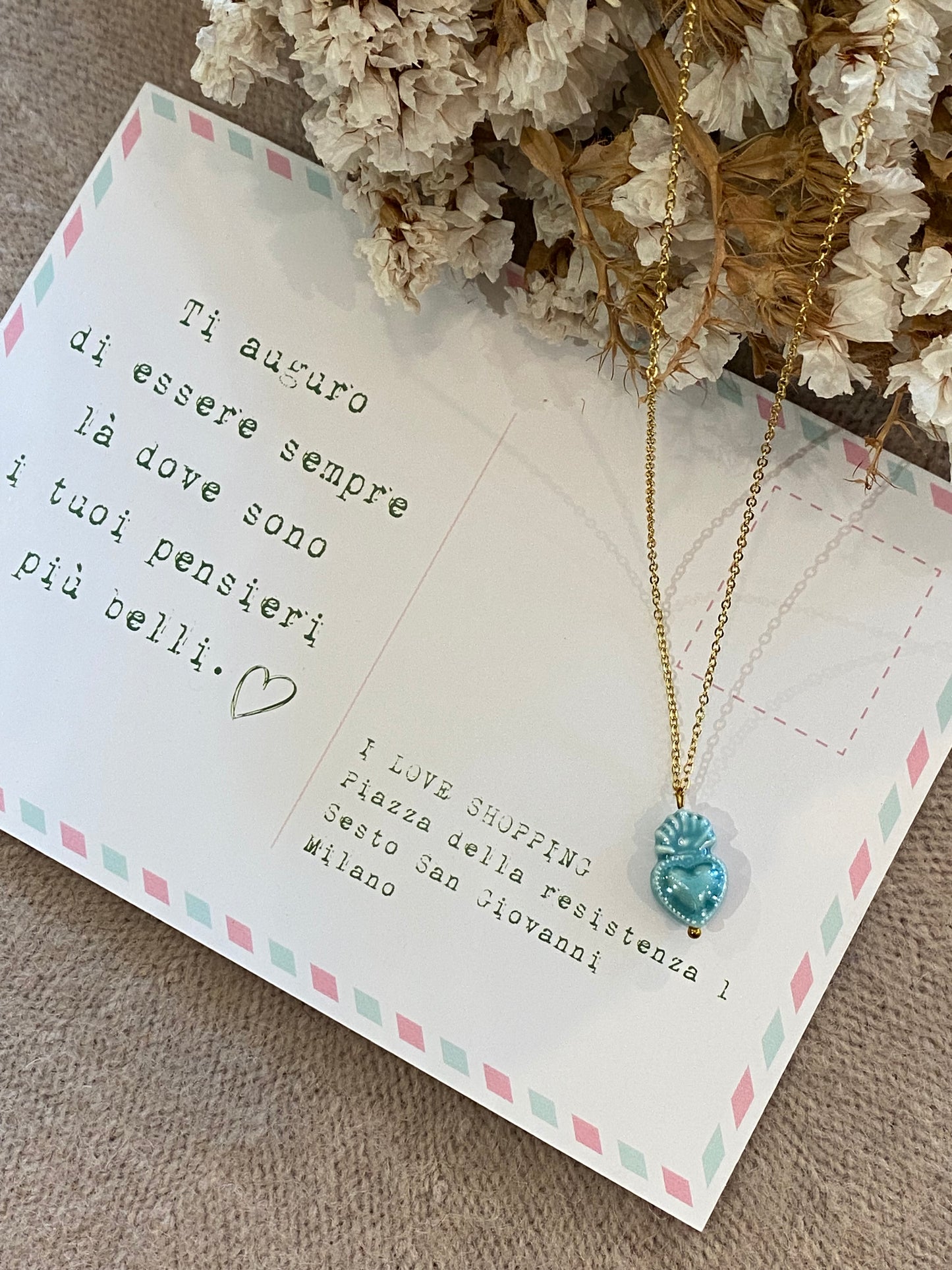 Collana 0014 Cuore Sacro - AZZURRO