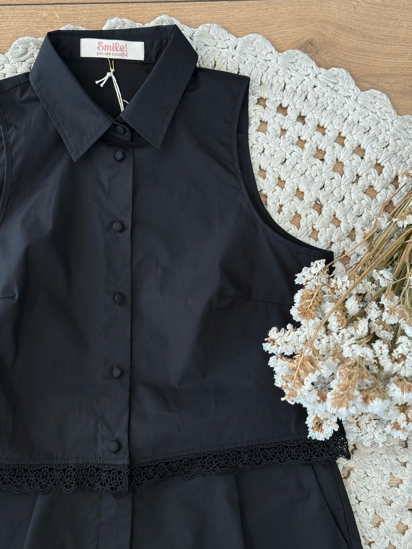 Completo Top/Camicia Smanicato e shorts - NERO
