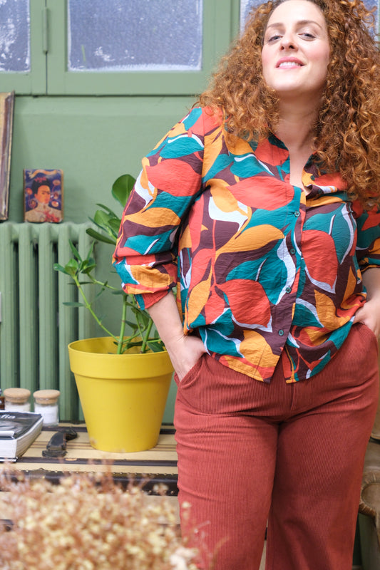 Pantaloni palazzo tinta unita - RUGGINE