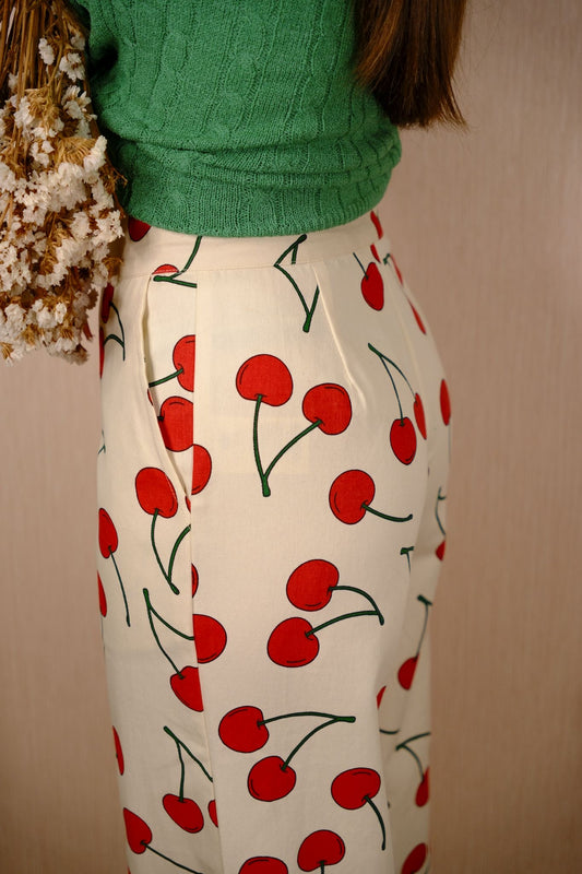 Pantalone fantasia ciliegie - PANNA