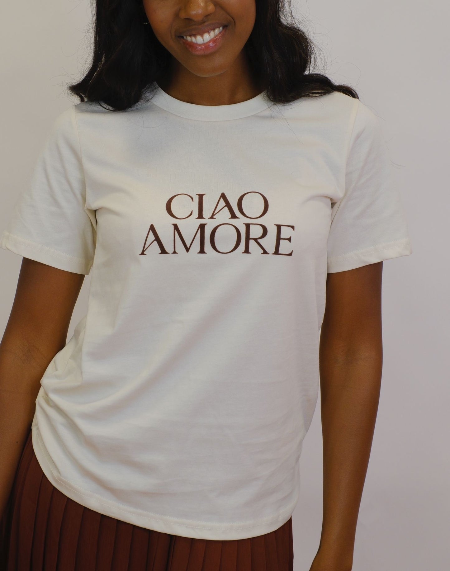T-shirt stampa Ciao Amore - BURRO