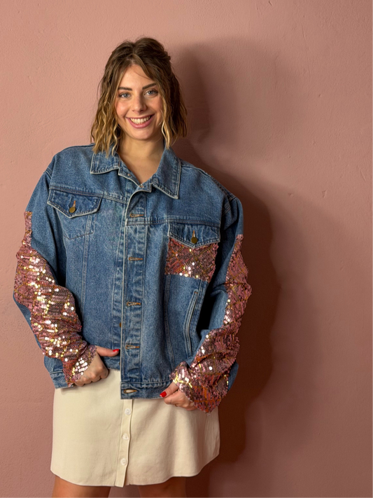 Giubbotto in jeans con paillettes - DENIM