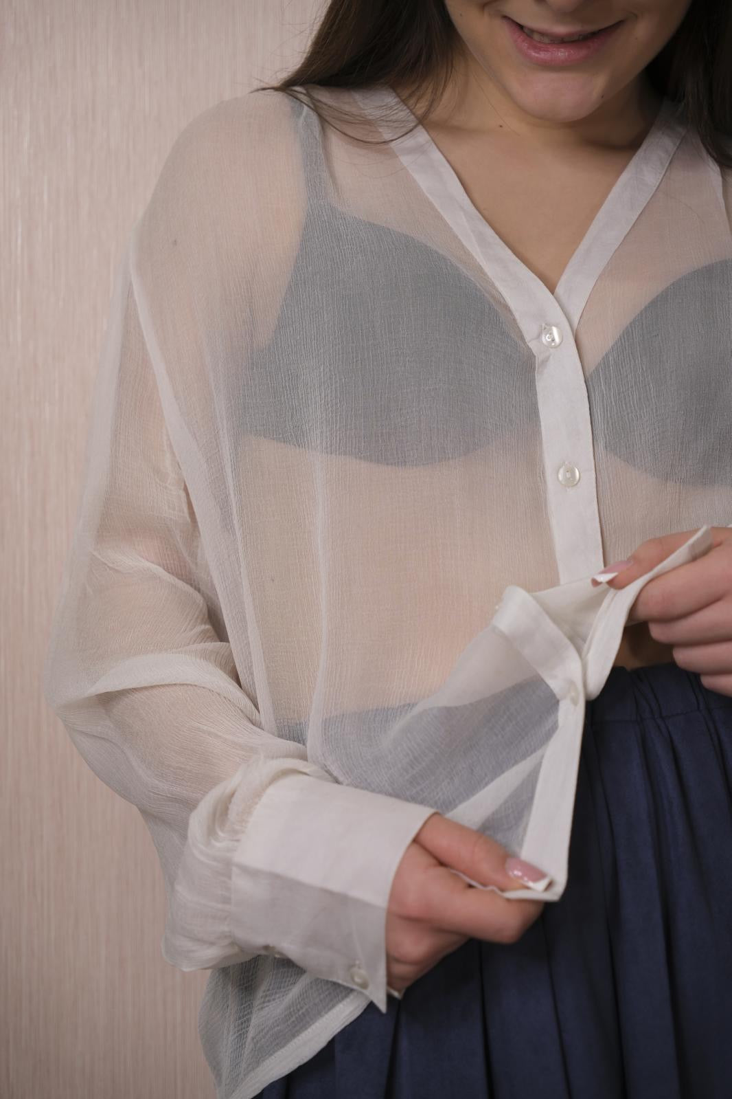 Blusa bottoni LAKORE - BIANCO