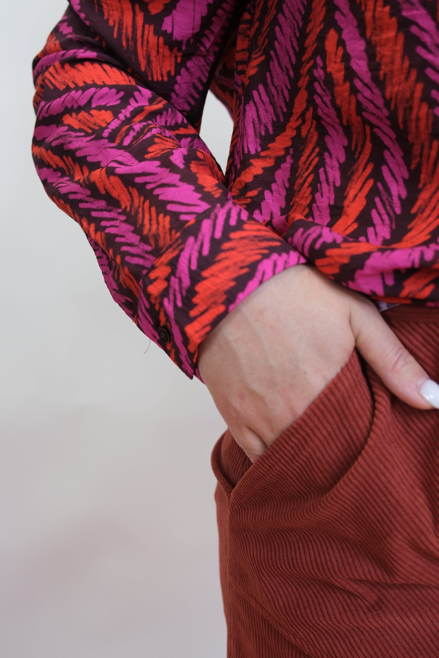 Camicia fantasia strisce optical - ROSSO