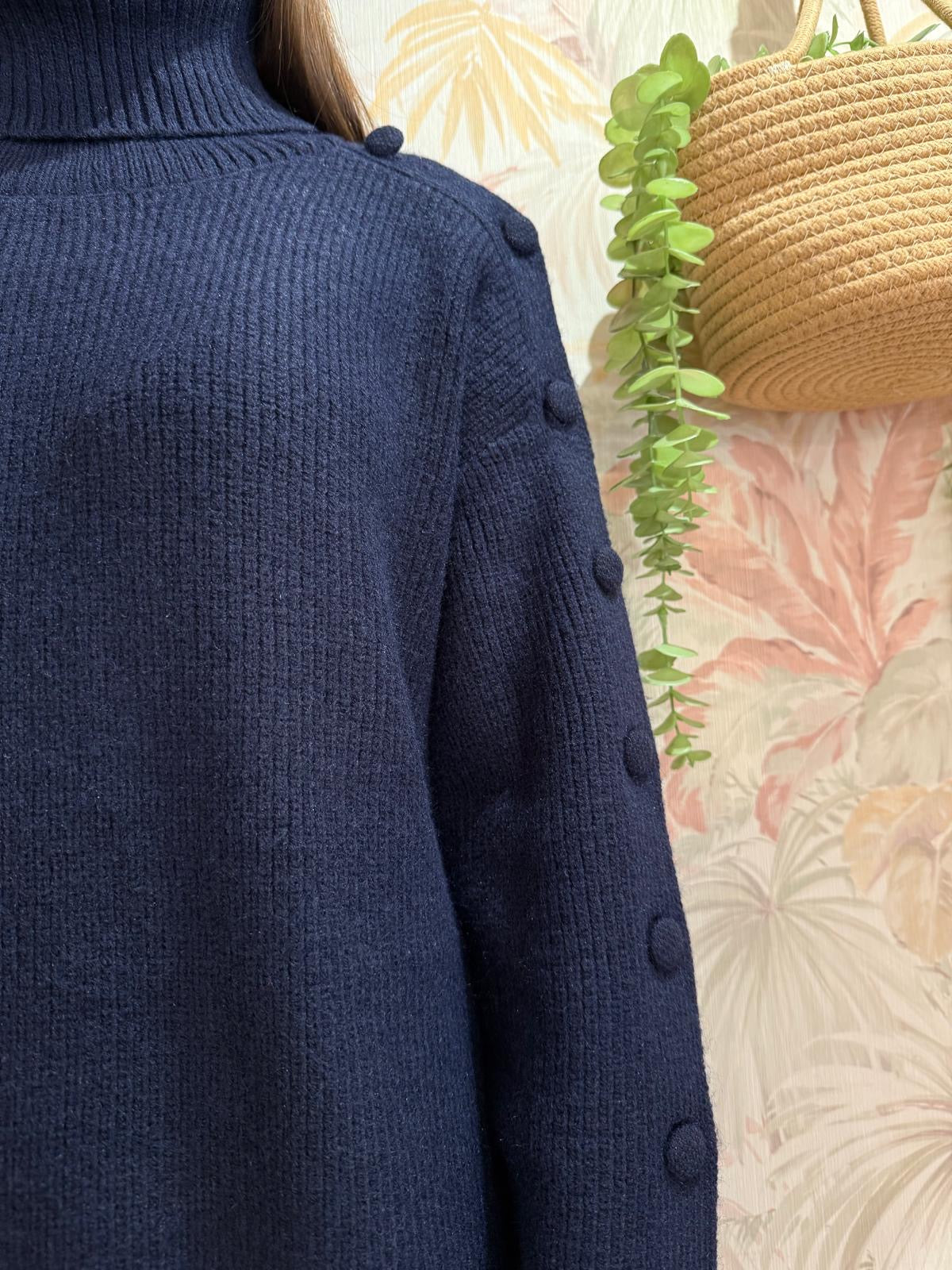 Abito in maglia over bottoni sulle maniche - MARINE